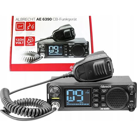 Radio CB Albrecht AE 6390 DIN VOX ASQ con pantalla grande de 2,4". (1/4)