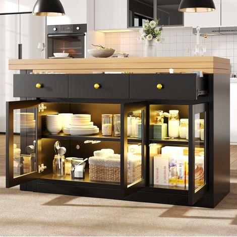 Esstisch ausziehbar 120 200 cm LED Schwarz OKMYHOME (1/5)