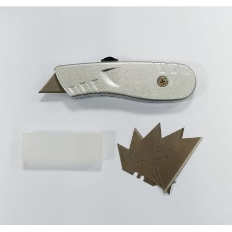 TrendLine Trapezklingenmesser mit 4 Ersatzklingen Cuttermesser Teppichmesser (1/4)