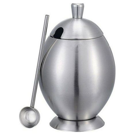 Bol à sucre en inox, pot à épices, récipient à condiments, boîte à sucre métallique, bol épices acier inoxydable, set de rangement cuisine. (1/3)