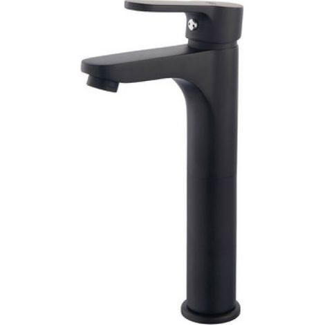 MISCELATORE MONOCOMANDO LAVABO ALTO CM 23,5 SERIE PACO Nero opaco - Senza piletta