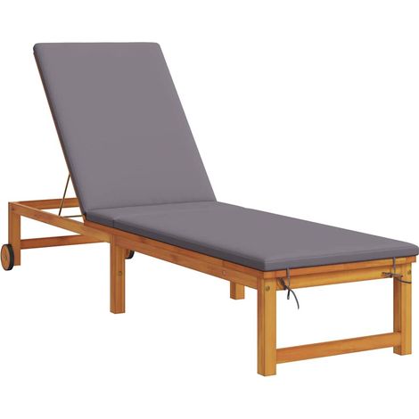 Chaise longue  Transat  Bain de soleil Marron 202 x 53 x 89 cm Bois d'Acacia Massif (1/5)
