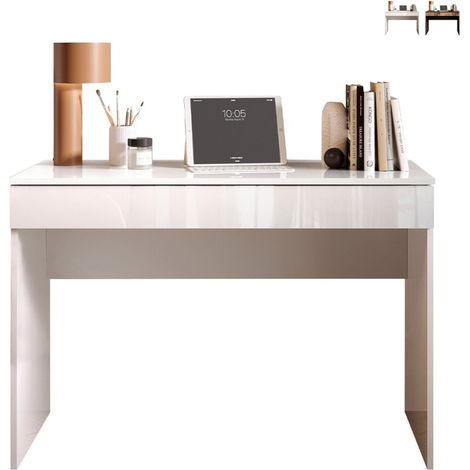 Büromöbel moderner platzsparender Schreibtisch mit Schublade 110x50x76cm Liam - Weiß