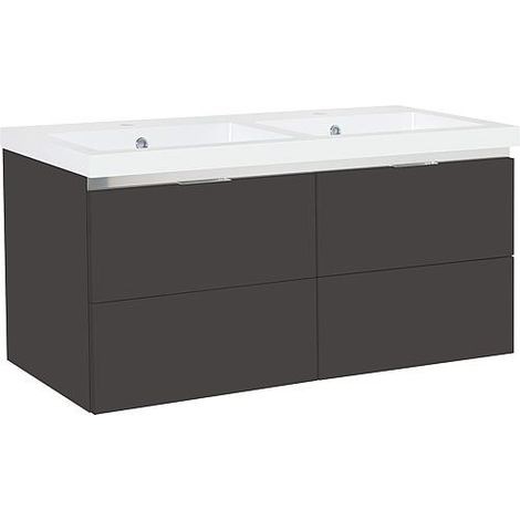 Meuble sous-vasque + vasque en fonte minérale EPIC anthracite brillant 4 tiroirs 1210x580x510mm (1/3)