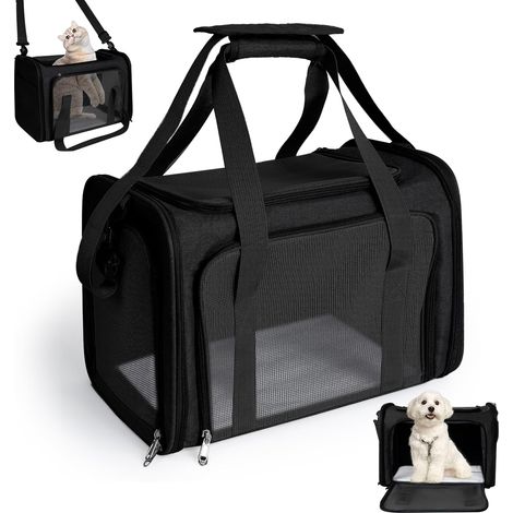 Sac de transport pour chien et chat, sac à dos pliable pour chat avec bandoulière réglable, capacité de charge de 3 à 6 kg (1/5)