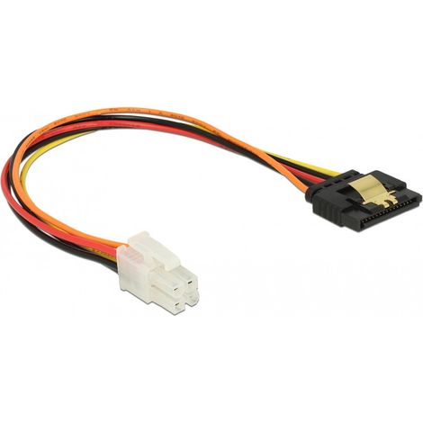 DeLOCK Delock 85519 - 0,2 m - P4 4-pin - SATA 15 broches - Male connector / Female connector - Droit - Droit