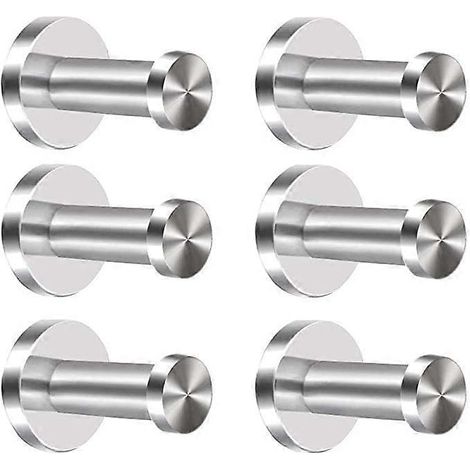 Bademantelhaken, 6er-Set, aus Edelstahl 304, Wand- und Türhaken, zylindrischer Handtuchhaken aus Chrom, robuster Bademantelhaken aus gebürstetem Nickel (5 cm). (1/5)
