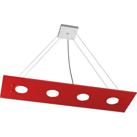 Sospensione Moderna Rettangolare Path Vetro Rosso 4 Luci Gx53 (1/4)