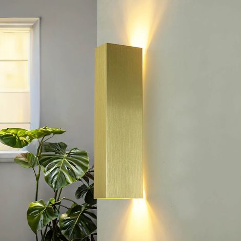 Wandlampe Aluminium GU10 Up Down H: 30 cm in Gold 2-flammig eckig Modern (1/5)