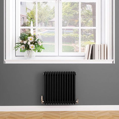 Biubiubath Traditional Cast Iron Style Radiator Horizontal 4 Column Black 600x605mm