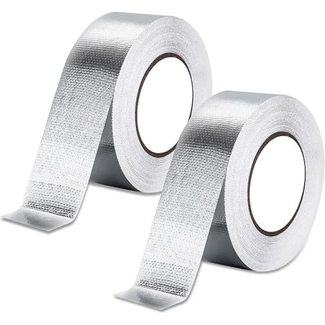 2 x 200 cm Aluminium Foil Tape Heat Resistant Silver Adhesive Tape for Sealing, Repairing and Insulating (1/5)