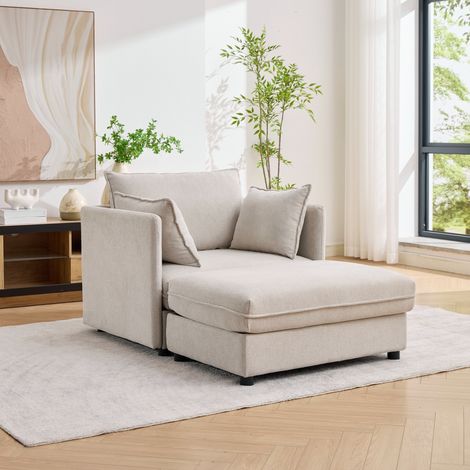 Canapé et fauteuil lounge une place modernes et minimalistes pour petits espaces – Pouf de rangement inclus (canapé lounge en tissu pour le salon) (1/5)
