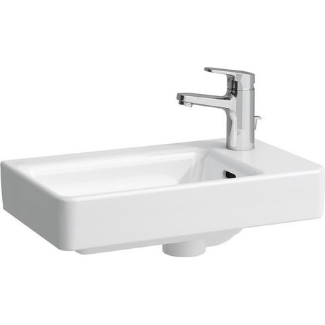 Lavabo LAUFEN PRO S 480 x 280 mm, asimétrico a la derecha con rebosadero, 1 orificio para grifería diseño blanco LAUFEN