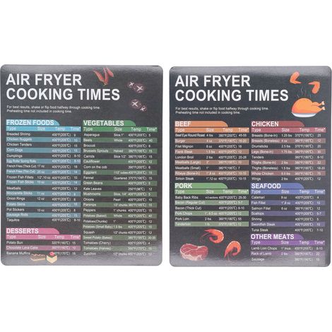 2PCS Tableau Magnétique des Temps de Cuisson pour Friteuse - Guide Référence Résistant à l'Eau et à l'Huile - Accessoire de Cuisine Pratique