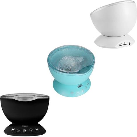 Veilleuse projecteur de lumière multicolore effet vagues océaniques avec mini lecteur de musique pour salon et chambre à coucher, lampe bébé originale noire (1/2)