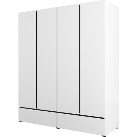 Armadio HAVANA 180 cm – 4 porte e 2 cassetti – Colori bianco e nero – Design moderno e grande capacità