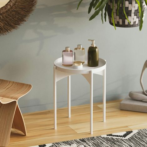 Petite table ronde blanche design & plateau assorti SFAX (1/5)