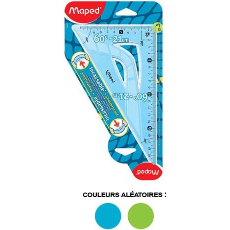 Equerre - Scolaire - 60° et 45°- 2 en 1 - Plastique - Incassable - Maped
