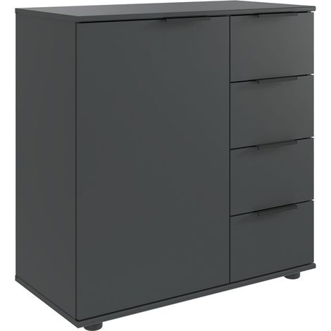 Commode combinée, meuble de rangement coloris graphite, noir - Longueur 81 x Hauteur 83 x Profondeur 41 cm (1/3)