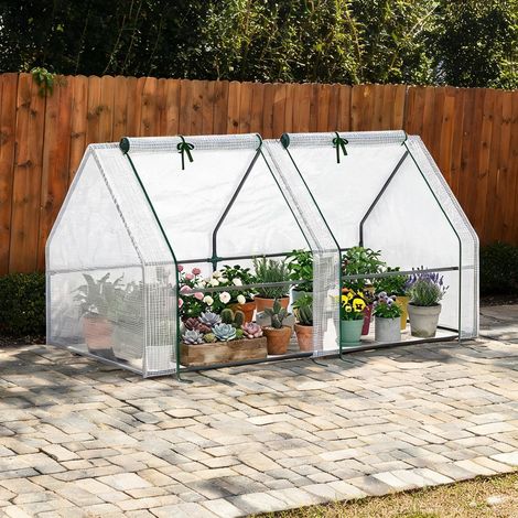 Serre de jardin coloris blanc en acier plastique 180 x 90 x 90 cm (1/5)