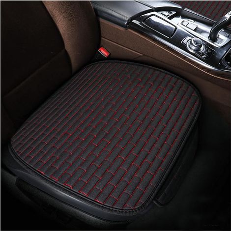 2 Piece Car Front Seat Cushion, Soft Comfort Seat Protector with Non-Slip Bottom, Car Cover for Trucks (Black/Red) (1/5)