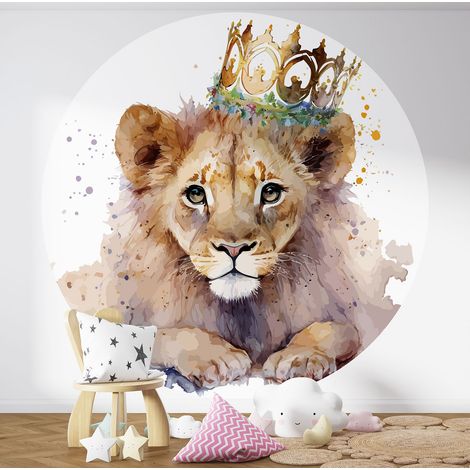 Papier peint rond / cercle Enfants - Lionceau - 1391 - Diamètre 50 cm (1/3)