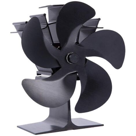 Ventilateur de cheminée à 5 pales pour poêle à bois, ventilateur de dessus de poêle à bois, économie de carburant écologique, noir (1/5)