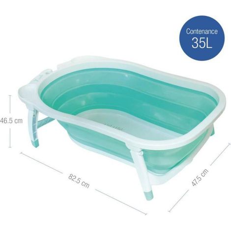 Baignoire Bébé Pliable - 1 Unité - Plastique Semi-Rigide - Témoin De Chaleur - Nouveau-Né 0-12 Mois - Turquoise BLU-RAY FILM (1/4)