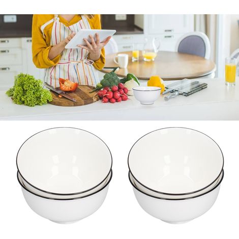Service de table en céramique à liseré noir, bol à soupe et bol à nouilles de 15 cm (4 pièces) (1/5)