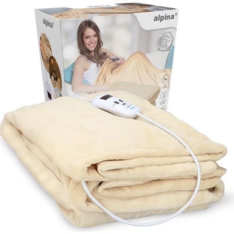 Coperta Elettrica Termica Plaid in Flanella Matrimoniale Scaldaletto 180W Beige (1/5)
