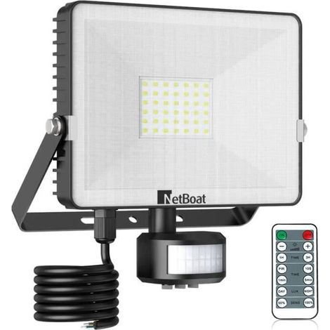 30-W-LED-Fluter mit Bewegungsmelder, LED-Außenstrahler, 3000 lm, Schutzart IP66, 6000 K Kaltweiß, 220 V, kunststoffbeschichtetes Aluminiumgehäuse (1/4)