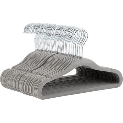 Lot de 50 cintres antidérapants en velours pour enfants et tout-petits, 29 cm, gris-ARCAN (1/5)