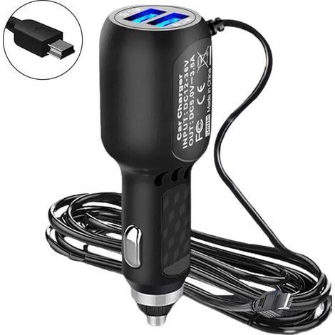 Chargeur de voiture pour caméra embarquée avec câble Mini USB, adaptateur d'alimentation 12V-24V pour DVR et caméras de véhicule (1/5)