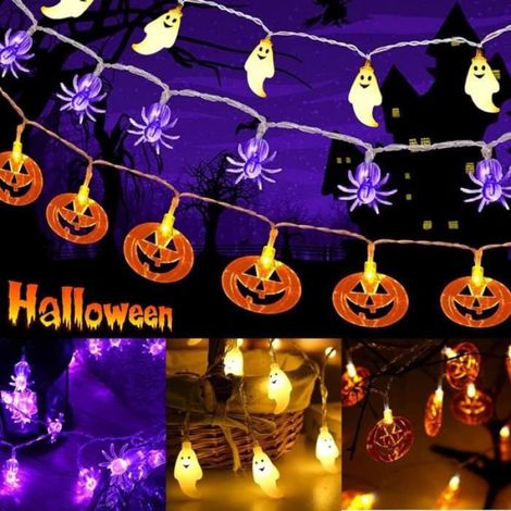 Guirlande Lumineuse Halloween - - 6 Pcs - 60 LED - Citrouilles, Fantômes, Chauves-souris (1/5)