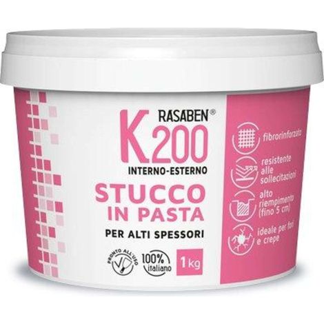 STUCCO PASTA INTERNO ESTERNO K200 K2 RASABEN - KG 1 ALTI SPESSORI - 12 pezzi