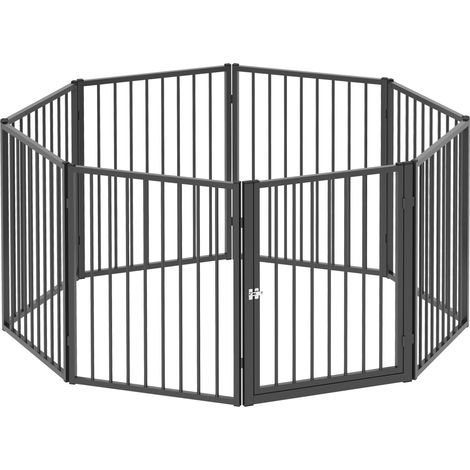 Enclos pour chien, barrière pliable portable, 8 panneaux, sécurité renforcée, noir, clôture pour animaux extérieur. (1/5)