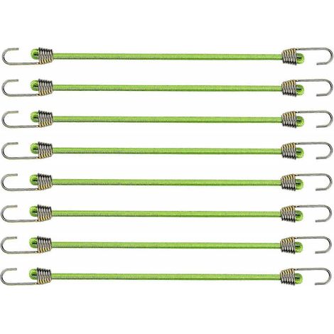 Lot de 8 tendeurs élastiques de 25 cm avec crochets. Petits cordons élastiques avec crochets. Mini tendeurs élastiques universels. (1/5)
