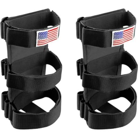 Ohleats Lot de 2 supports d'extincteur à barre roulante, sangle de montage réglable avec motif drapeau américain, accessoires de voiture ceinture fixe pour Wrangler JK JKU TJ CJ Gladiator (noir) (1/5)