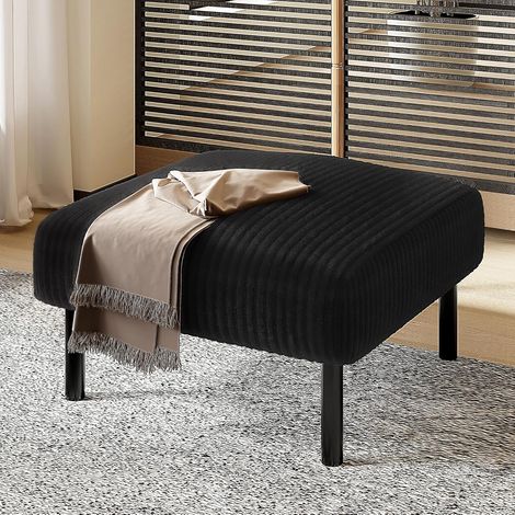 Tabouret Pouf Confortable en Velours Côtelé, Forme Pouf de Pieds, Remplissage Mousse, Beige – 51 x 56 x 39 cm (1/5)