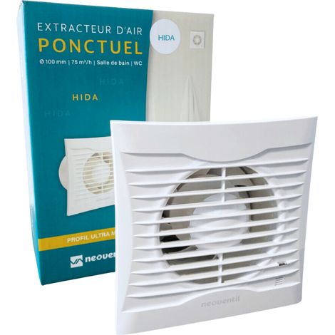 HIDA H - V2 - Extracteur d'air pour Salle de Bain/WC - Détection humidité avec Minuterie - Modèle V2 - Faible consommation énergétique - Silencieux - Résistant à l'Eau - Installation Murale et Plafond
