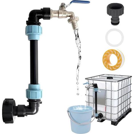 Robinet IBC col de cygne 3/4" – Adaptateur étanche pour réservoir d'eau – Installation rapide – Pour cuves IBC et fûts de pluie (1/5)
