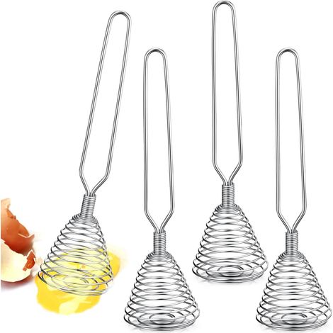 Set mit 4 französischen Federschneebesen aus Edelstahl für die Küche, 21,5 cm x 5 cm, silberfarben