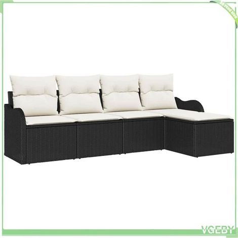 Canapé de jardin - FAFEICY - Design modulaire - Noir - Polyrotin - Anti-UV (1/5)