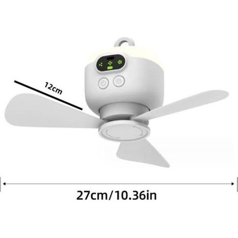 1 Ventilateur de plafond, rechargeable USB, lames amovibles, lampe de nuit, 8000 mAh, pour chambre (1/5)