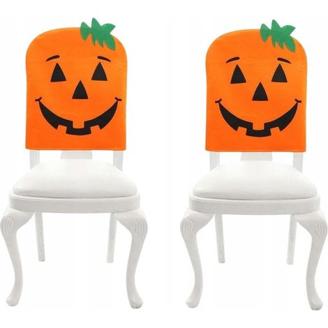 Fodere per sedia a tema Halloween, set da 2, per poltrona con schienale a forma di zucca. (1/5)