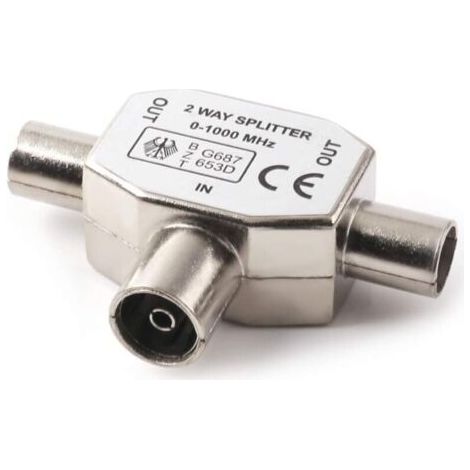 Connecteur coaxial d'antenne coaxiale pour deux antennes femelles, type T / F Distributeur d'antenne entièrement blindé Distributeur bidirectionnel pour adaptateurs TV / T- (1/5)