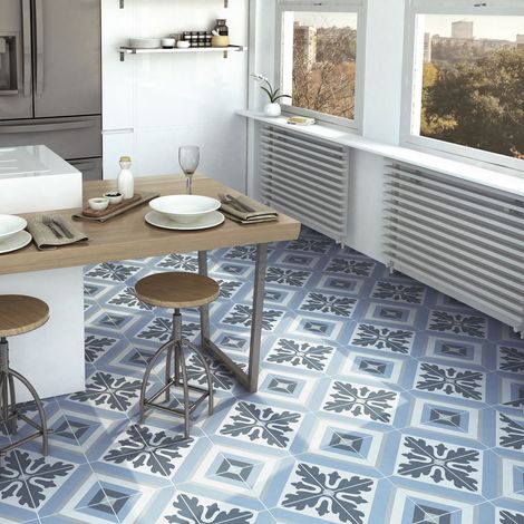 Premium Fliese in Betonoptik, matt, Max Blue 20x20 cm (1/3)