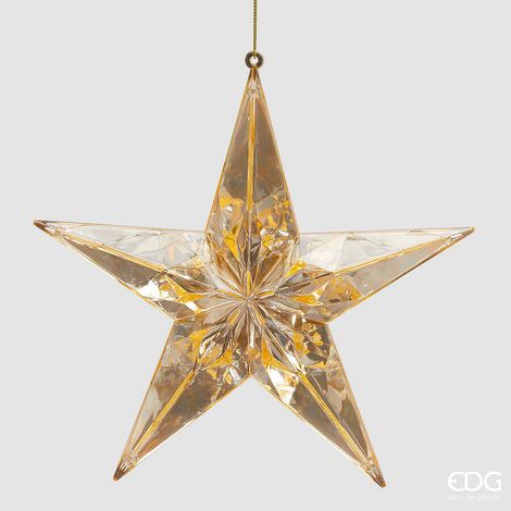 EDG Enzo De Gasperi Decoro Diamante Stella di Natale da Appendere L 5 Cm D 19,5 Cm Pp Champagne