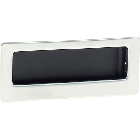 Poignée cuvette rectangle n° 134 - laiton chromé mat. cuvette aluminium époxy noir - 94 x 38 mm - METAUX OUVRES & DECORES (1/2)