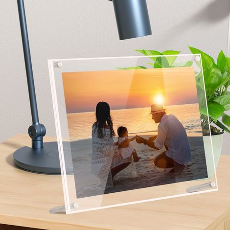 Cadre photo transparent en acrylique - 6x8 pouces, cadre photo créatif sans bord, support en métal, support pour certificat d'honneur (1/5)